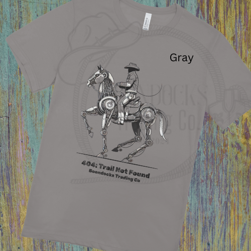 Doodle Sketch Cowboy riding robotic horse Unisex T-shirt Adult sizes