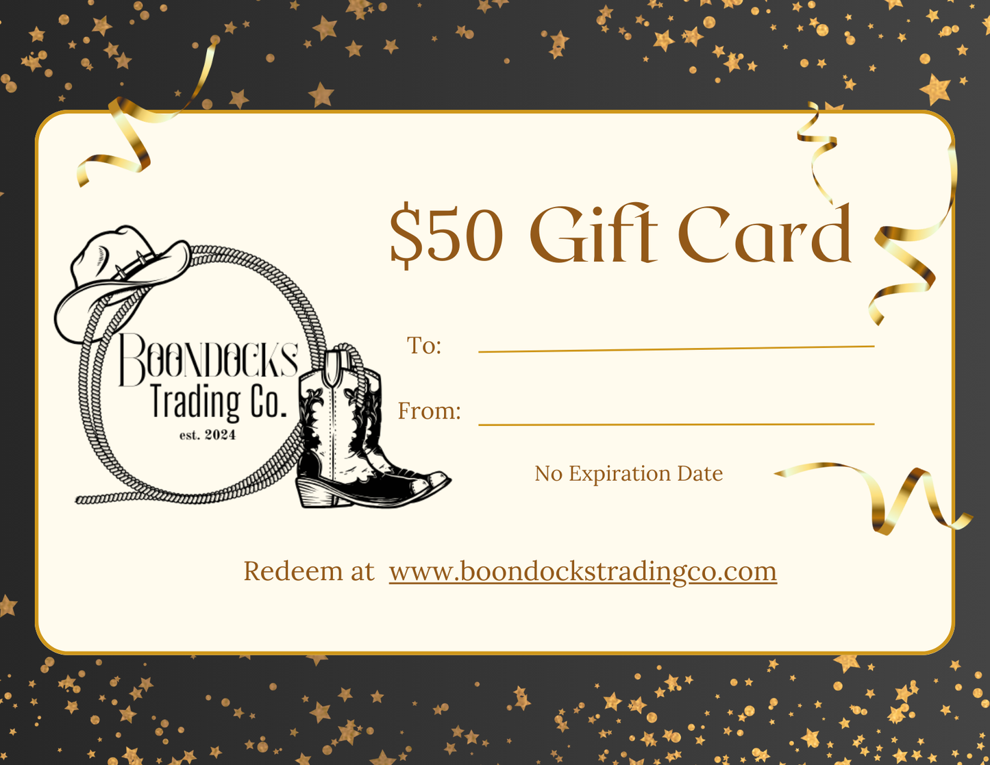 Boondocks Trading Co. Cowboy Cash Gift Card