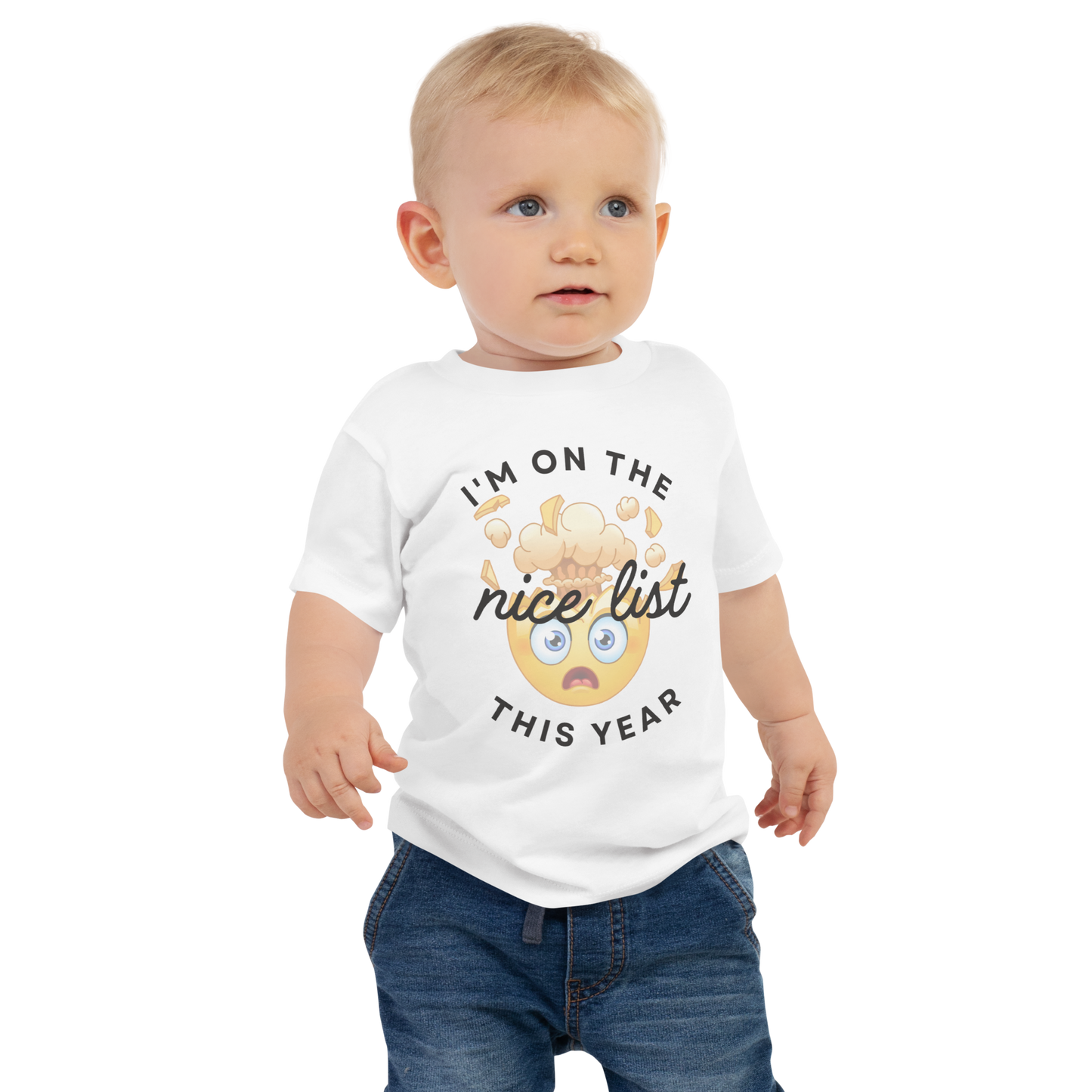 I'm on the Nice List -Mind Blown Emoji Christmas Youth T-Shirt