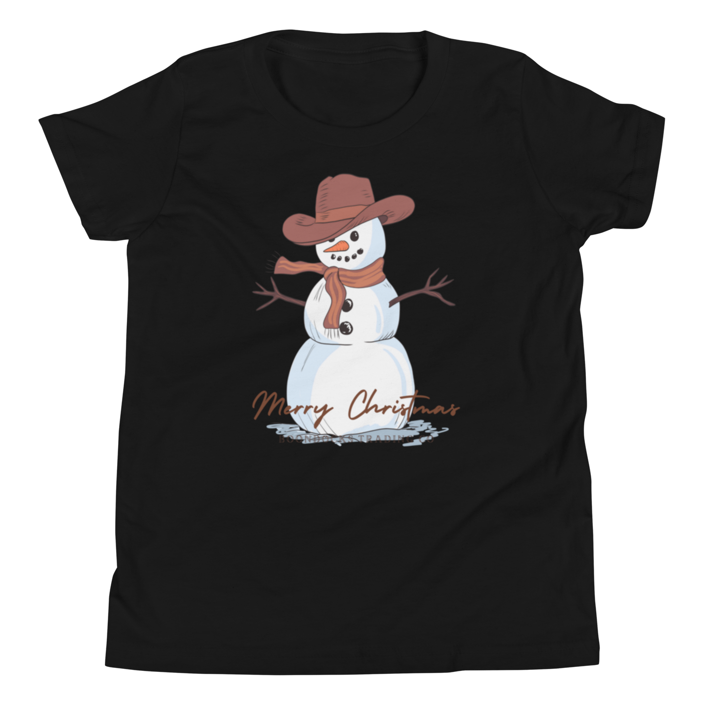 Cowboy Snowman Merry Christmas Youth T-Shirt