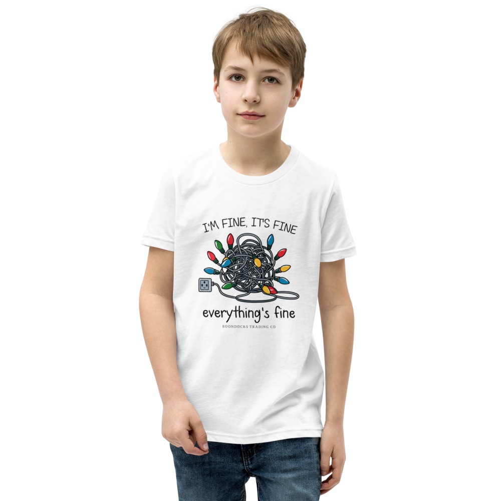 It's Fine I'm Fine Everything's Fine Christmas Lights Youth T-shirt