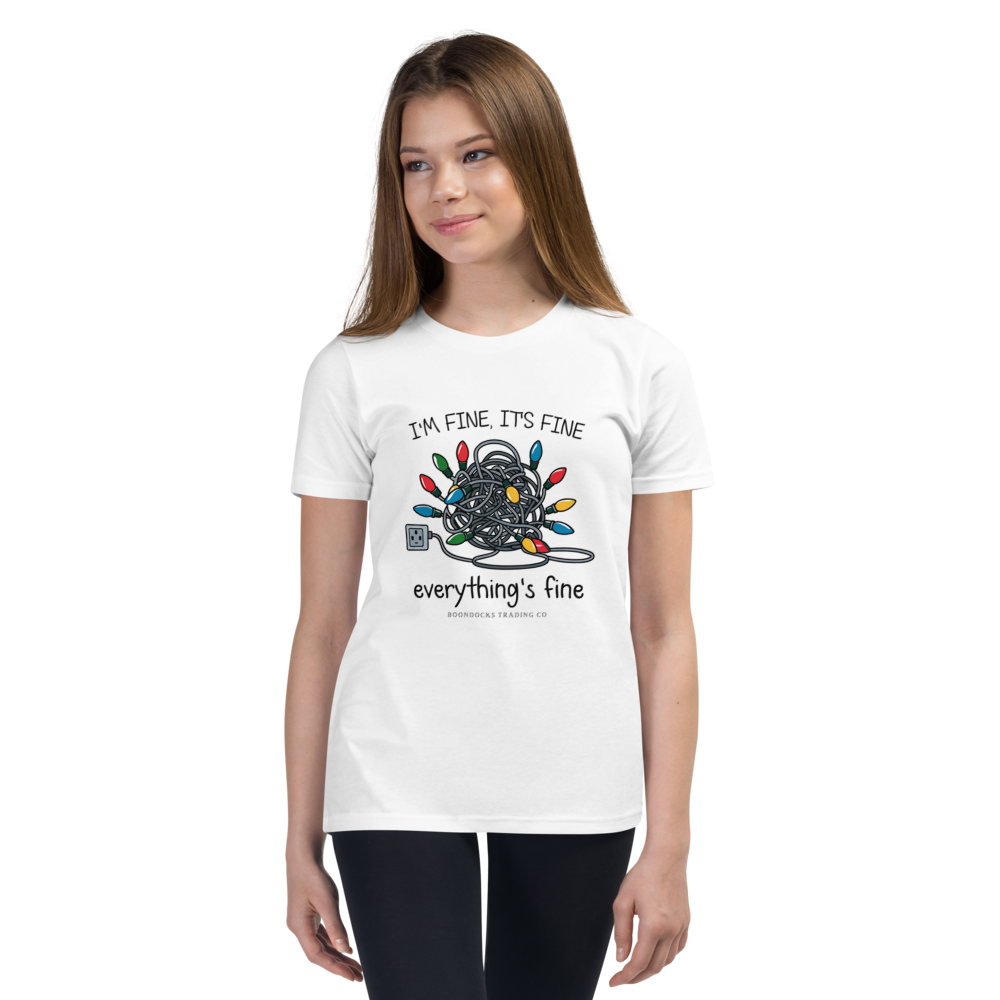 It's Fine I'm Fine Everything's Fine Christmas Lights Youth T-shirt