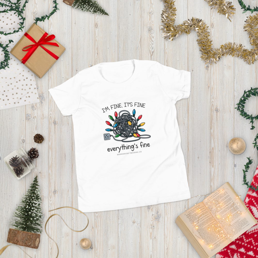It's Fine I'm Fine Everything's Fine Christmas Lights Youth T-shirt
