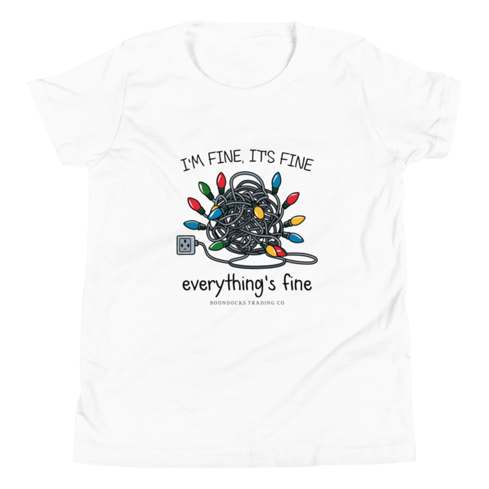 It's Fine I'm Fine Everything's Fine Christmas Lights Youth T-shirt