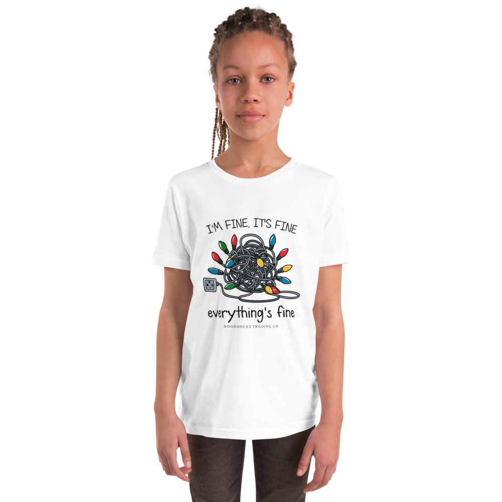 It's Fine I'm Fine Everything's Fine Christmas Lights Youth T-shirt