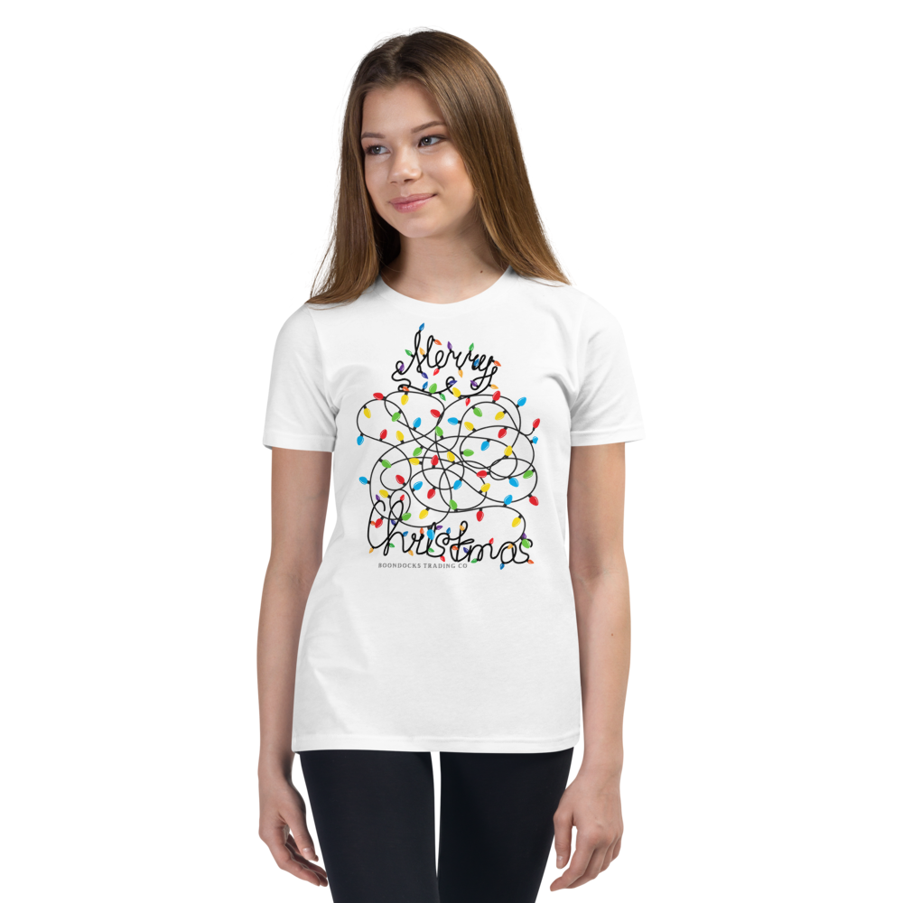 Tangled Lights Merry Christmas Youth T-shirt