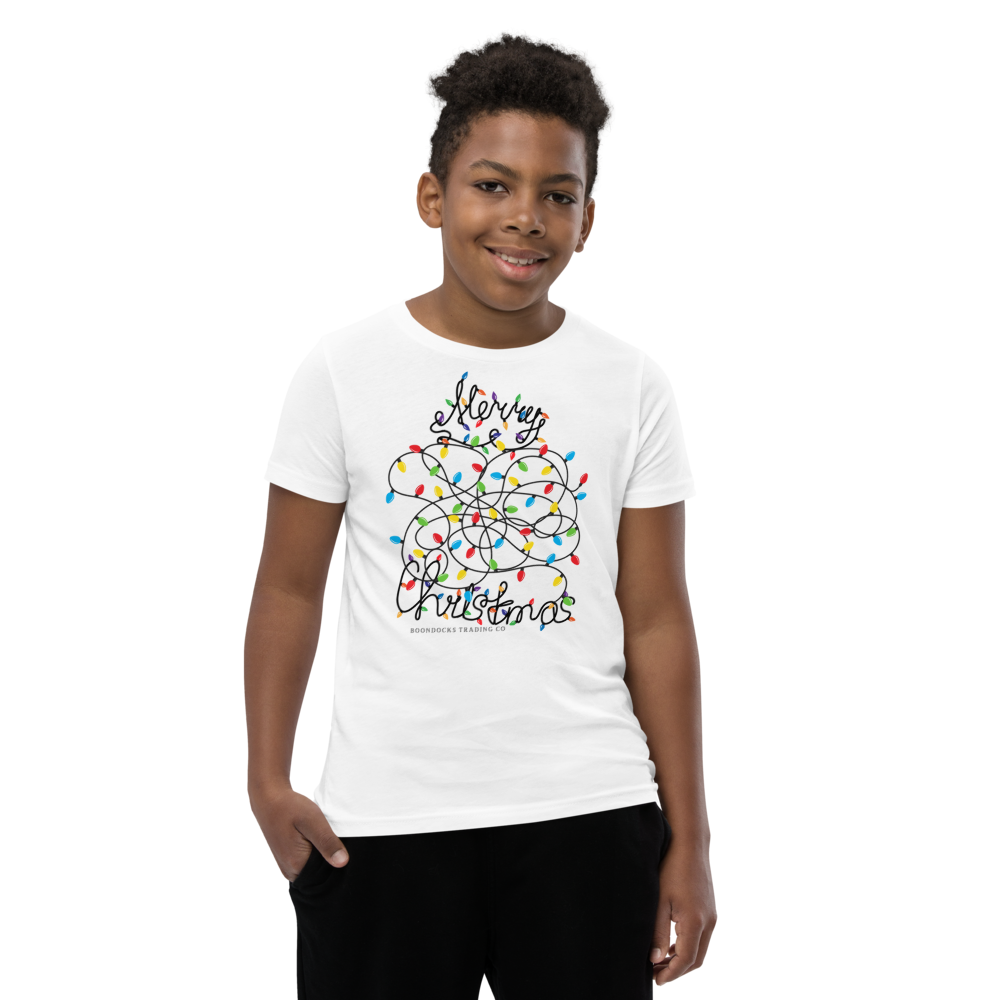 Tangled Lights Merry Christmas Youth T-shirt