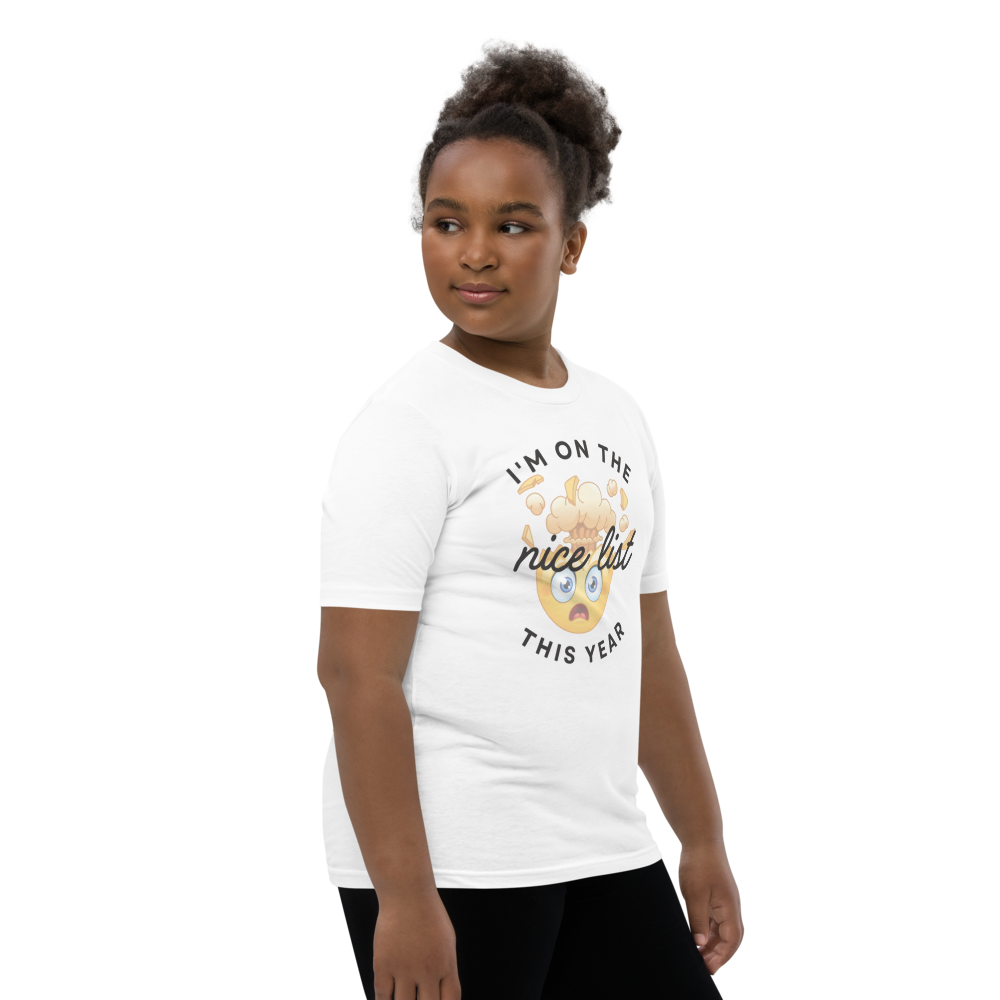 I'm on the Nice List -Mind Blown Emoji Christmas Youth T-Shirt