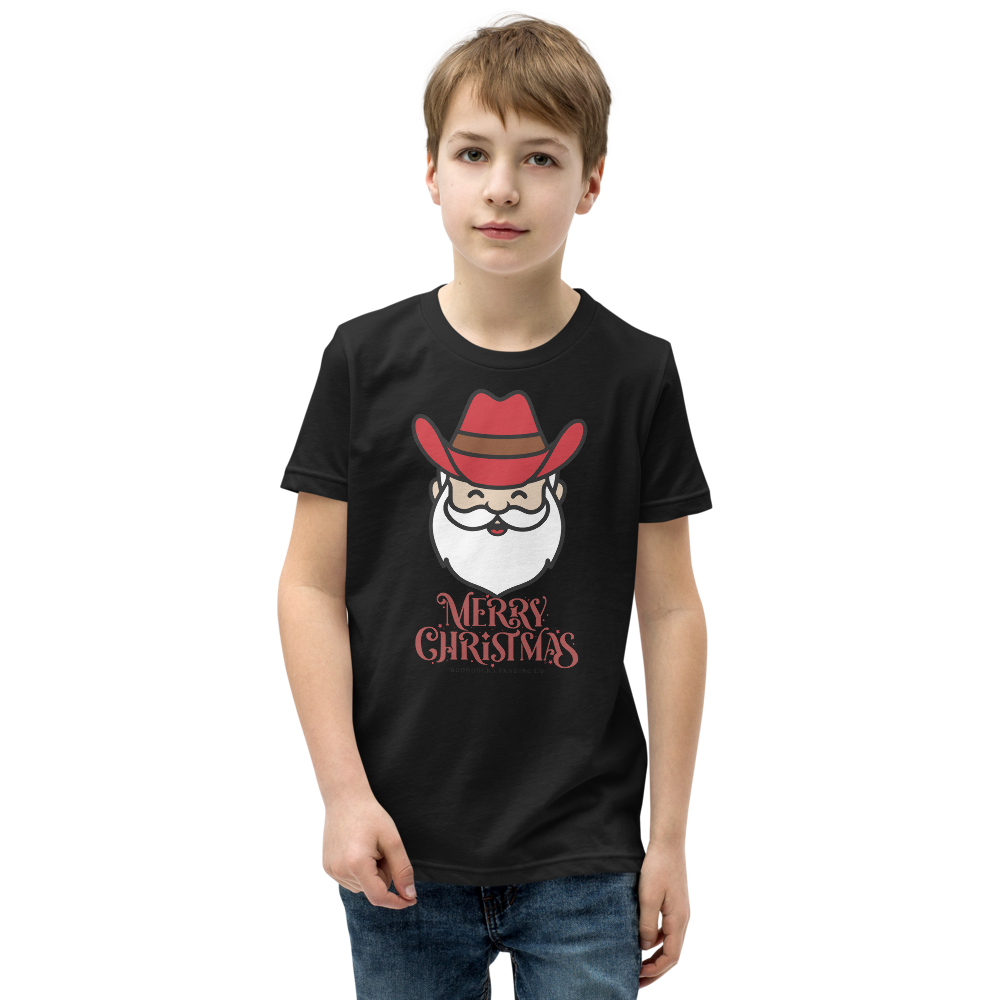 Cowboy Santa Merry Christmas Youth T-Shirt