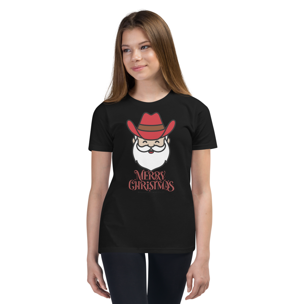 Cowboy Santa Merry Christmas Youth T-Shirt