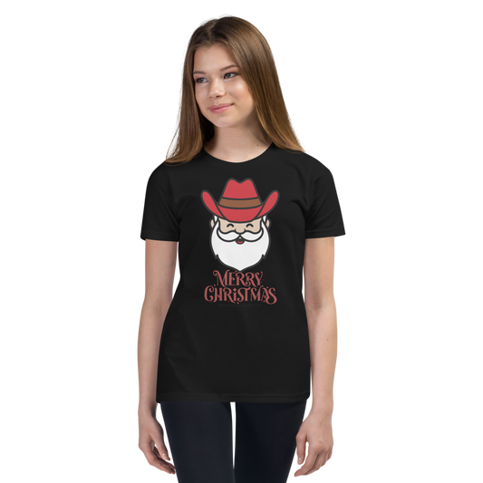 Cowboy Santa Merry Christmas Youth T-Shirt