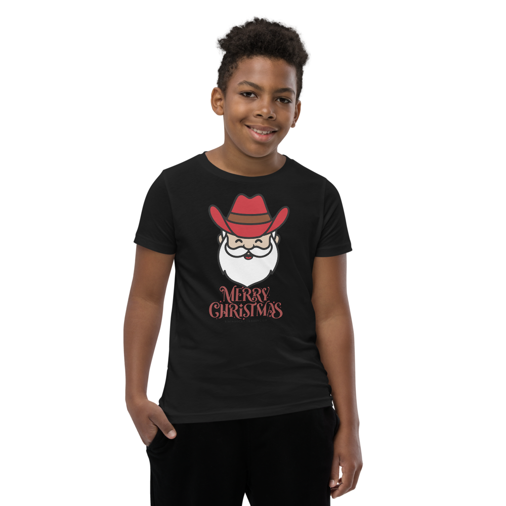 Cowboy Santa Merry Christmas Youth T-Shirt