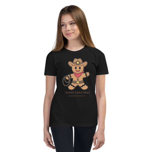 Cowboy Gingerbread Man Merry Christmas Youth T-shirt