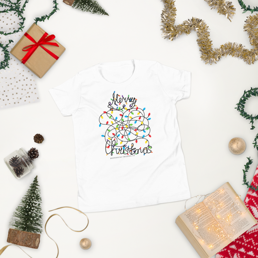 Tangled Lights Merry Christmas Youth T-shirt