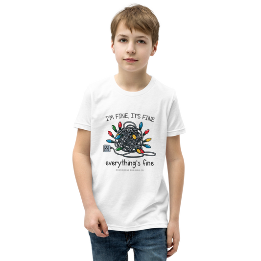 It's Fine I'm Fine Everything's Fine Christmas Lights Youth T-shirt
